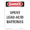 Signmission Safety Sign, OSHA Danger, 18" Height, Portrait Spent Lead-Acid Batteries, Portrait OS-DS-D-1218-V-2080 - alternate 1